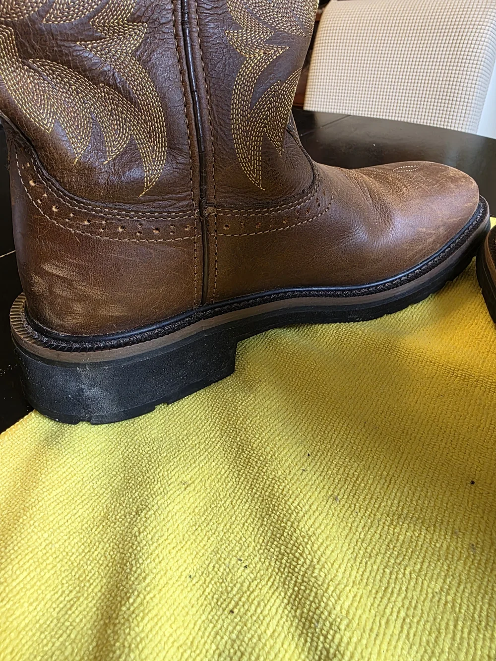 Justin Stampede Handler Comp Toe Cowboy Work Boots Mens Size 7D Brown Leather